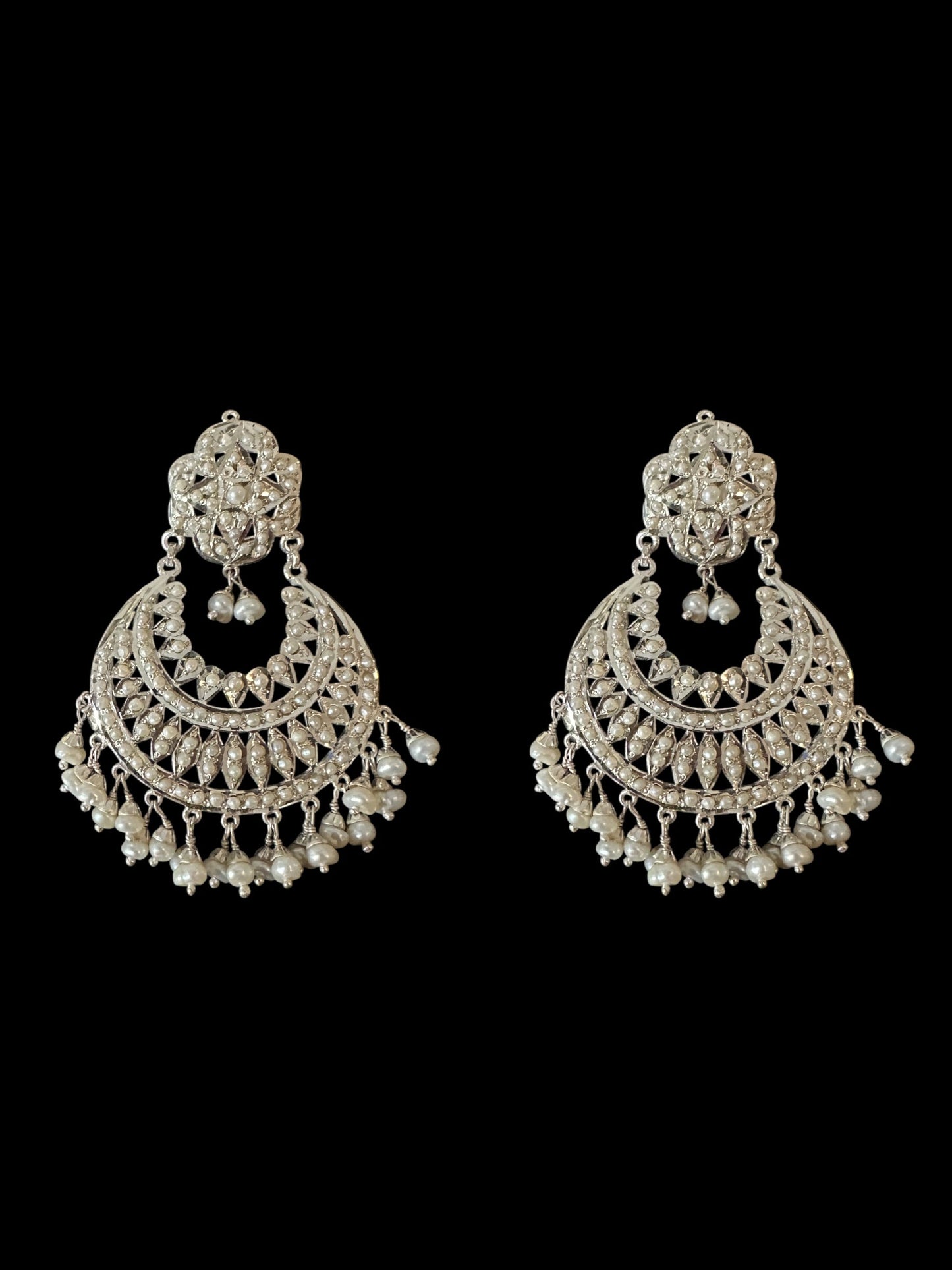 92.5 silver statement earrings in fresh water pearls ( SHIPS IN 5 WEEKS )