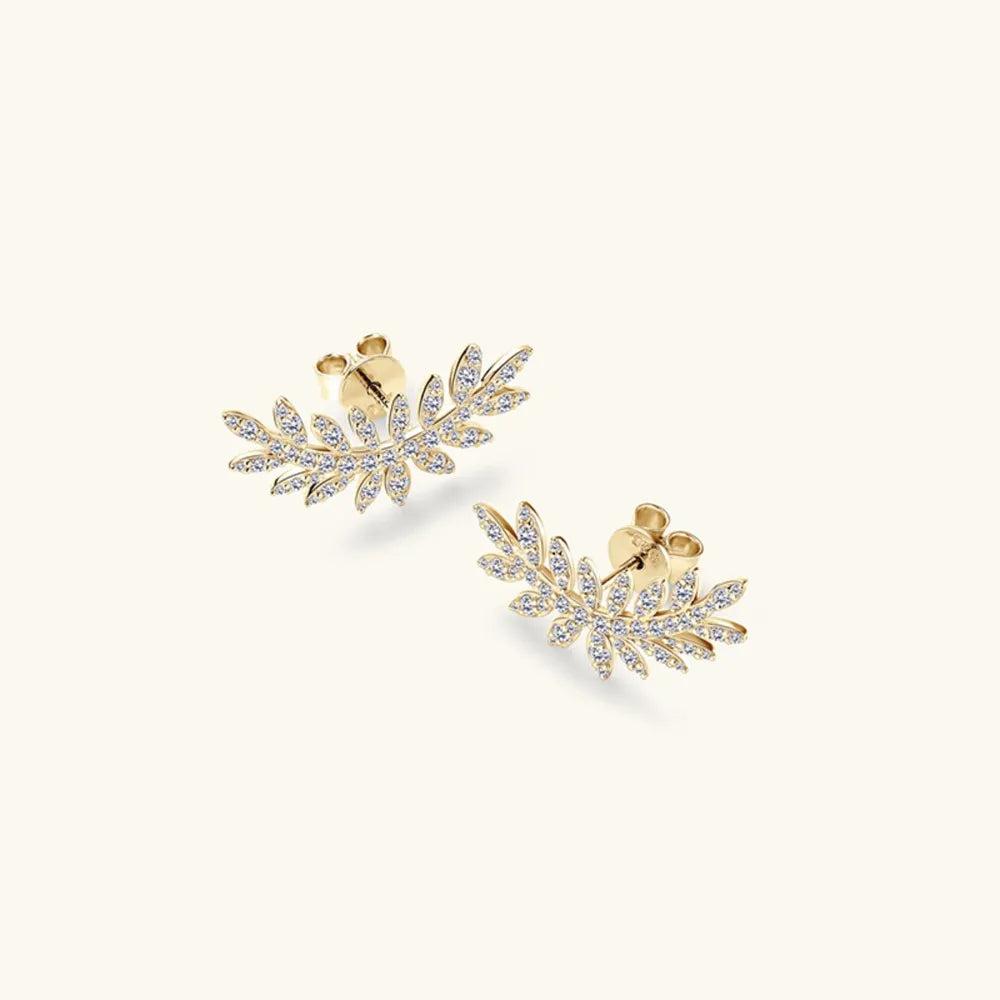 Sparkala™ 925 Sterling Silver Leaf Shape Stud Earrings