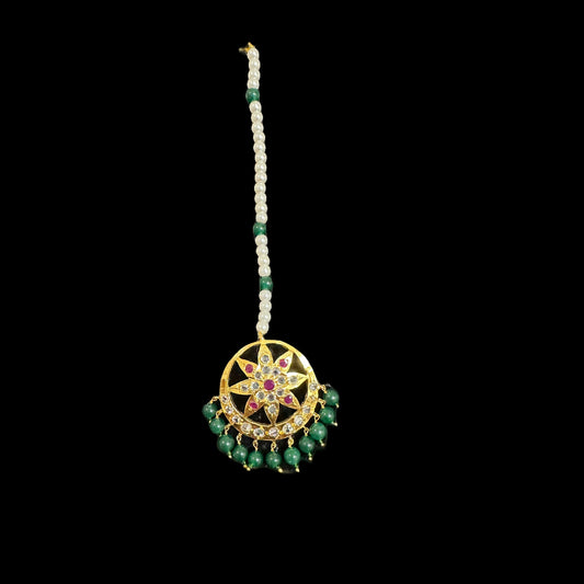 DJTK144 Akbari  tika in red green    (READY TO SHIP)
