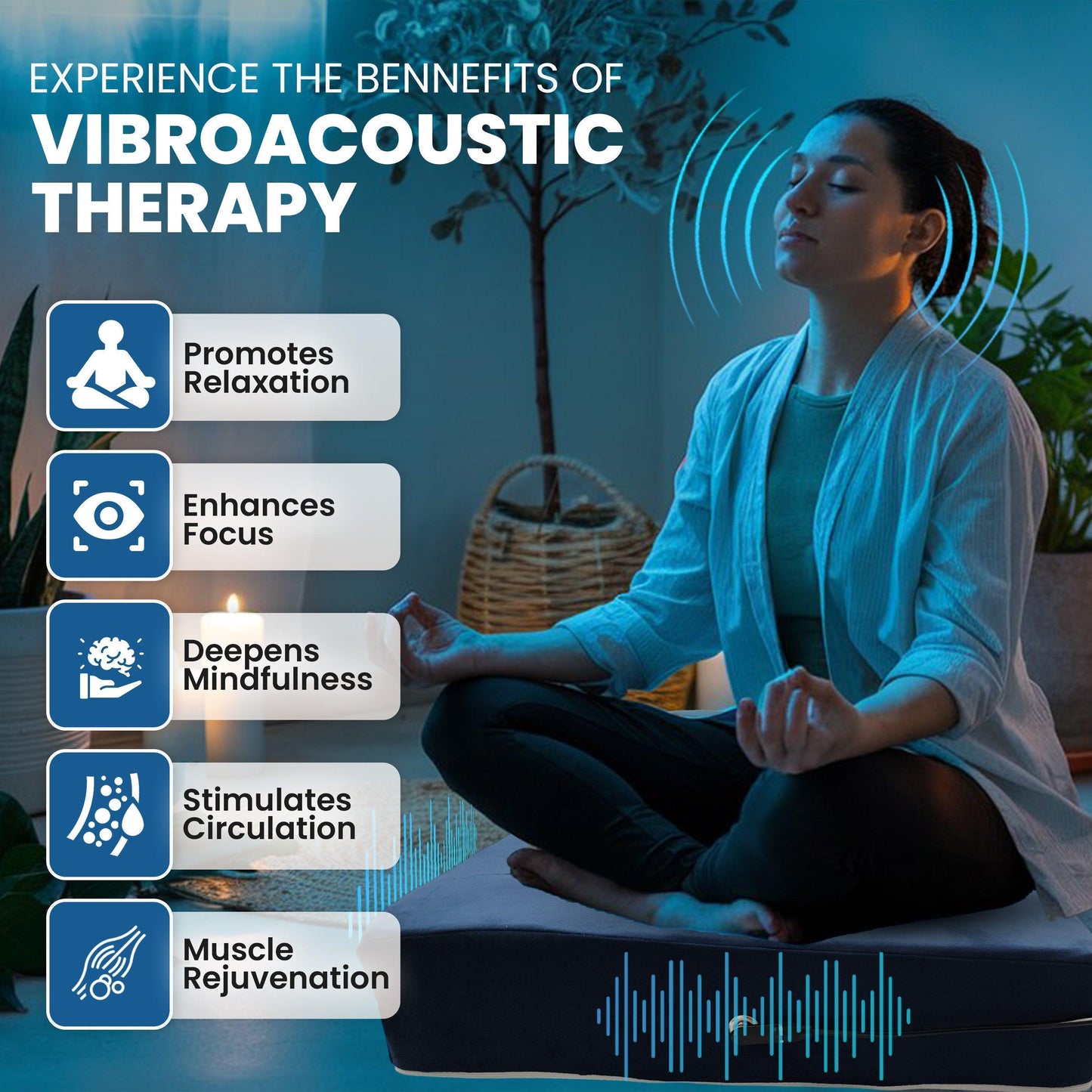 Vibroacoustic Therapy Meditation Cushion bundle with custom amplifier