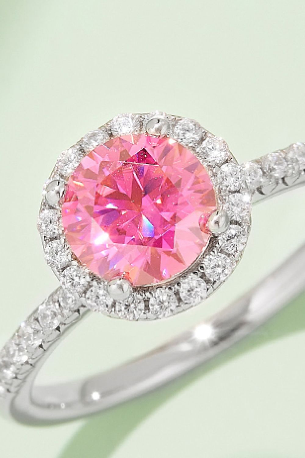 1 Carat Sparkala™ Platinum Over Pure Sterling Silver Halo Ring (Yellow, Pink, or Blue)