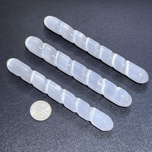Selenite Satin Spar Crystal Spiral Wand Carving (5-6 Inches)