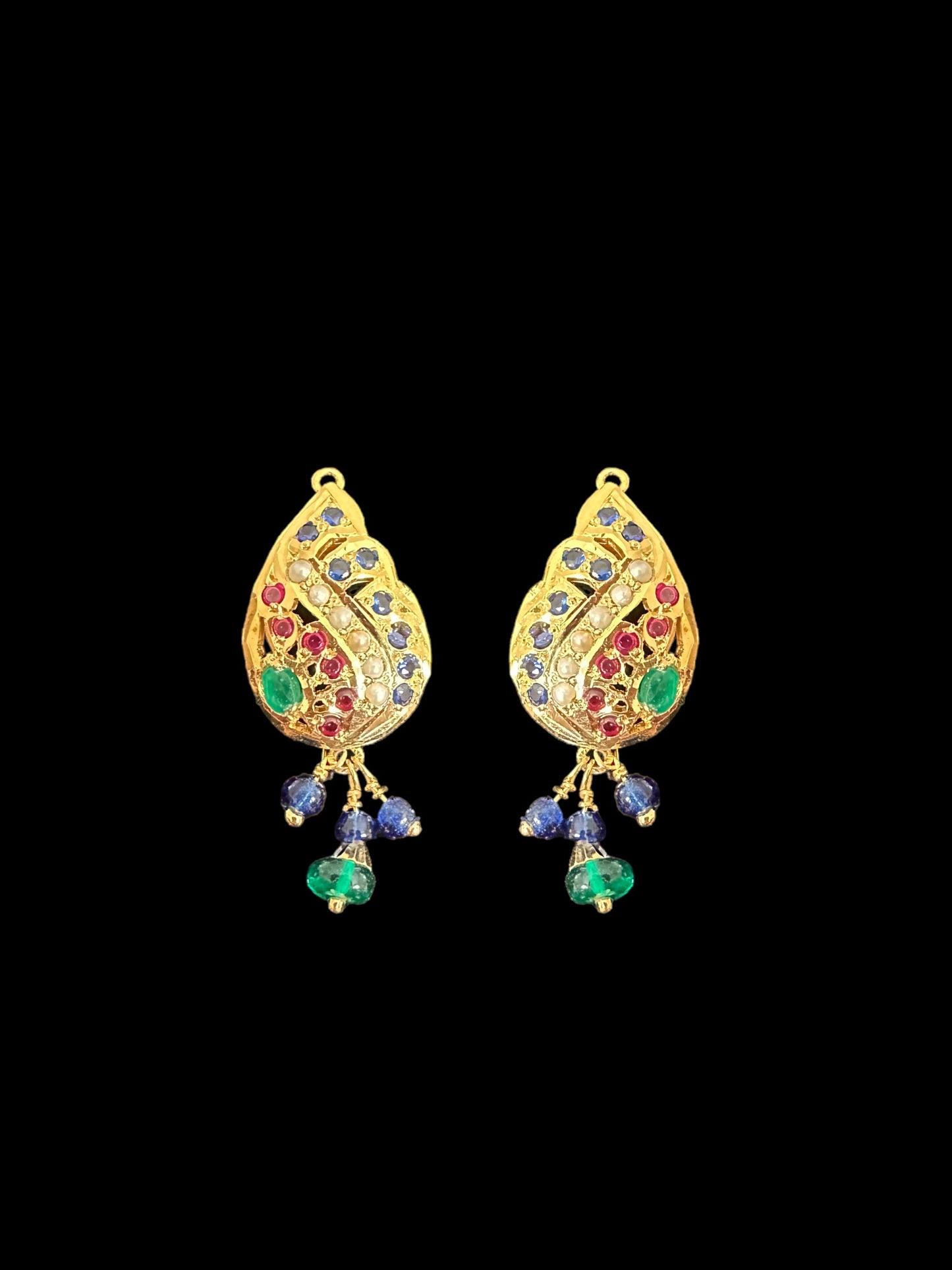 Emerald & Sapphire Gold-Plated Silver Pendant Set with Freshwater Pearls ( READY TO SHIP )