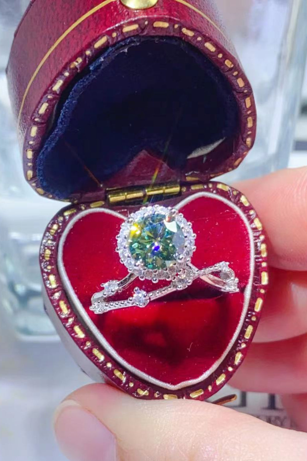 1 Carat Green Sparkala™ Platinum-Plated Ring