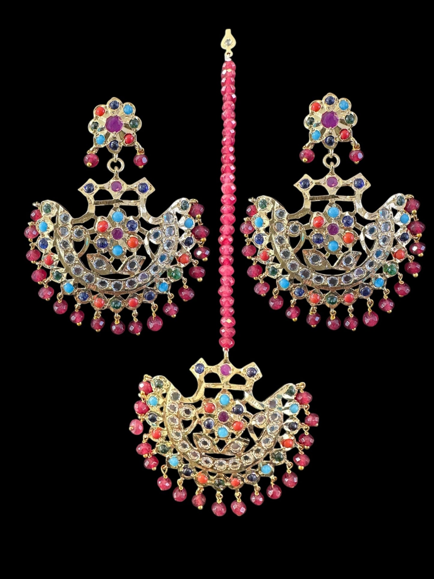 DJET80 Saha navratan chandbali tika( READY TO SHIP )