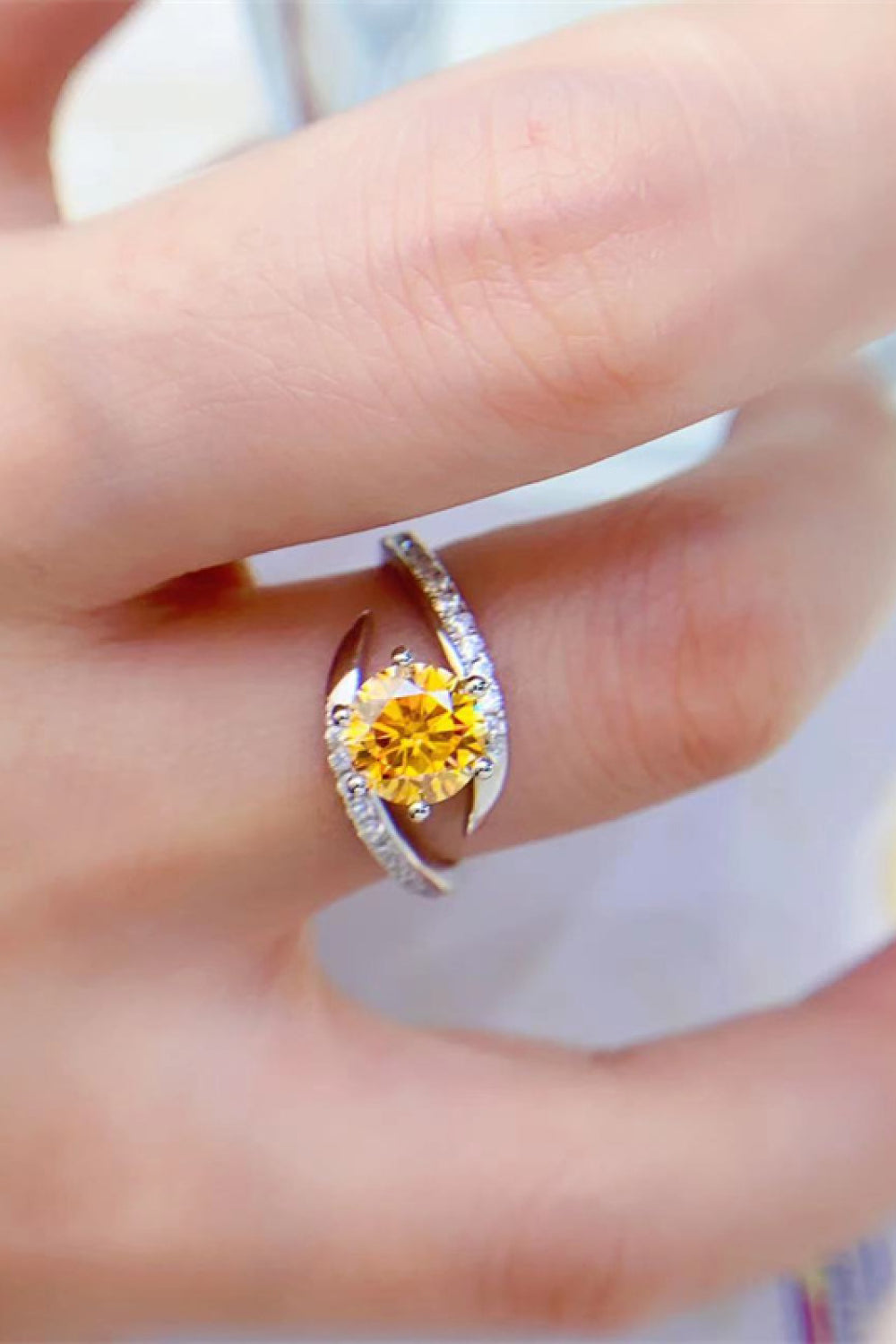 1 Carat Yellow Sparkala™ Platinum Over Pure Sterling Silver Ring