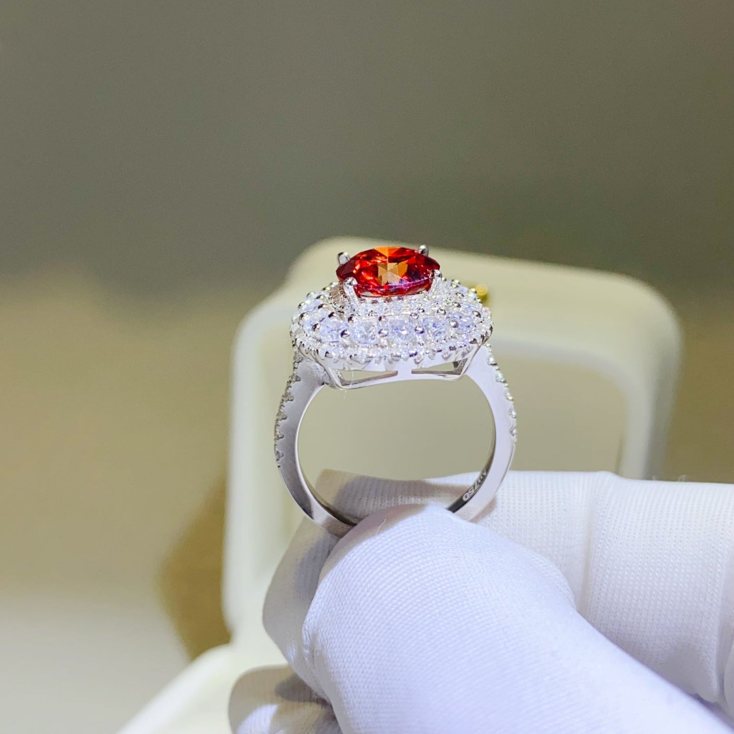 2 Carat Red Brilliant Round Cut Sparkala™ Pure Sterling Silver Ring