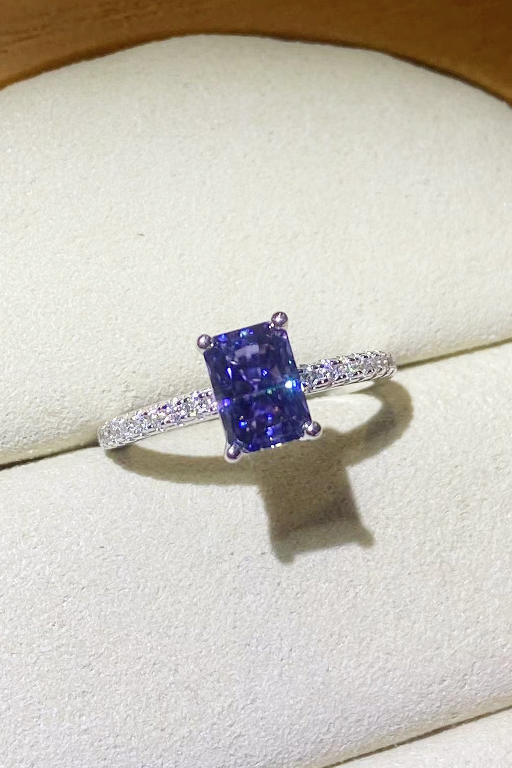 1 Carat Sparkala™ Platinum Over Pure Sterling Silver Rectangle Ring in Blue