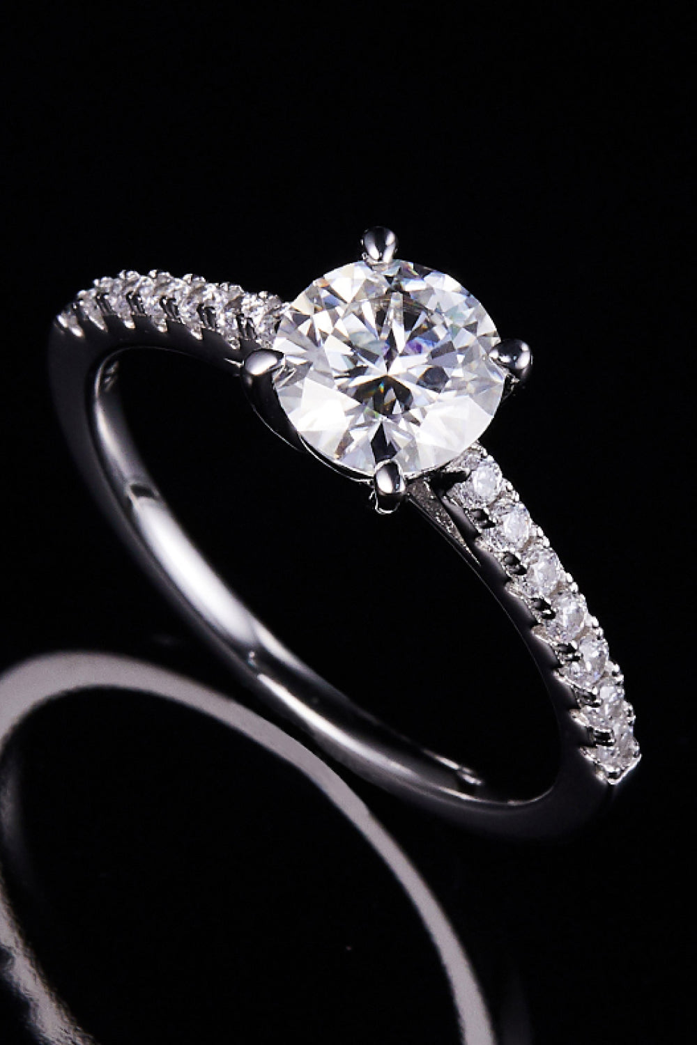 1 Carat Brilliant Round Cut Sparkala™ Platinum Over Pure Sterling Silver Side Stone Ring
