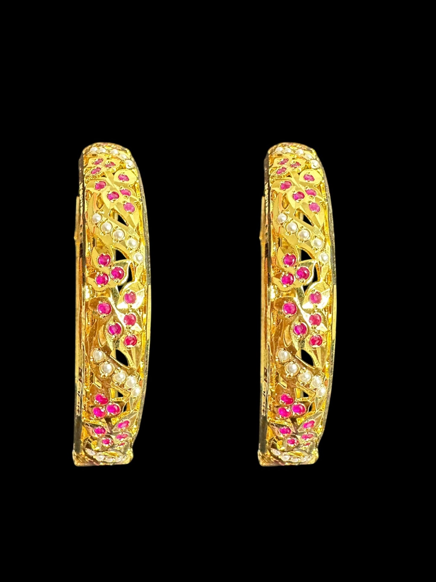 B311 Jadau  bangles ( Ruby pearl   ) ( READY TO SHIP)