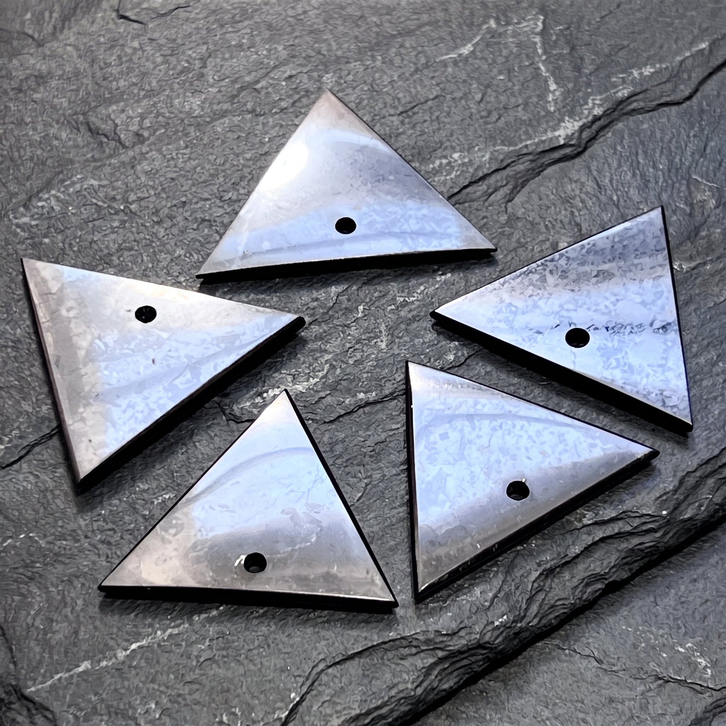 Black Shungite Triangle Drilled Beads Pendant Gemstone Jewelry Necklace Supply