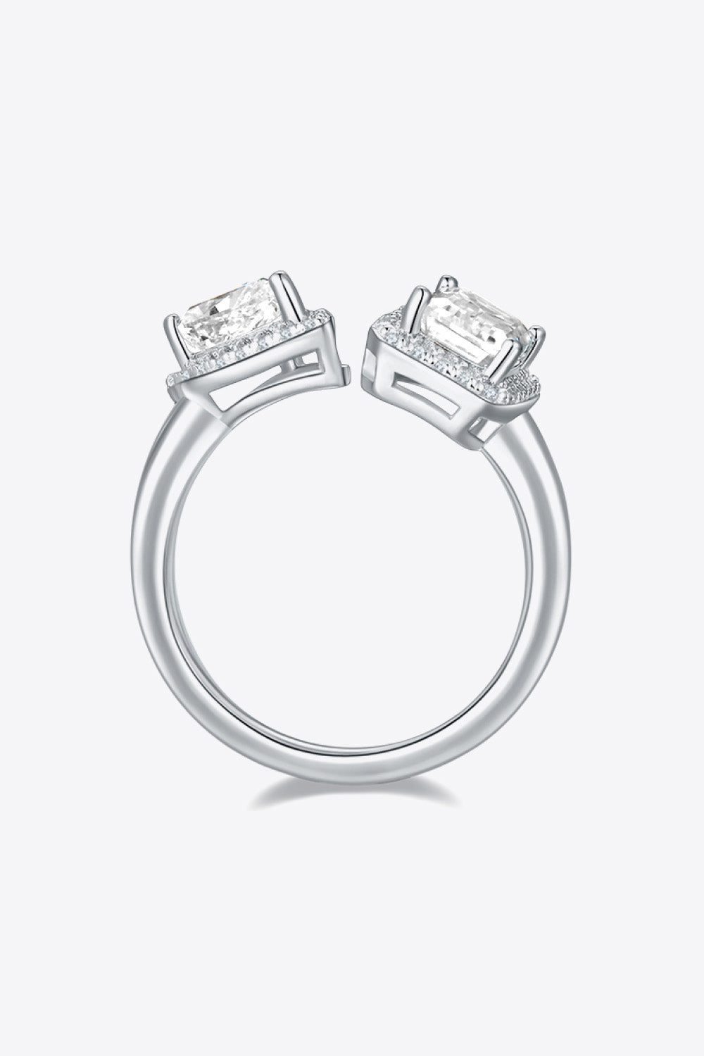 1 Carat Pear-Cut Emerald-Cut Sparkala™ Platinum Over Pure Sterling Silver Open Ring
