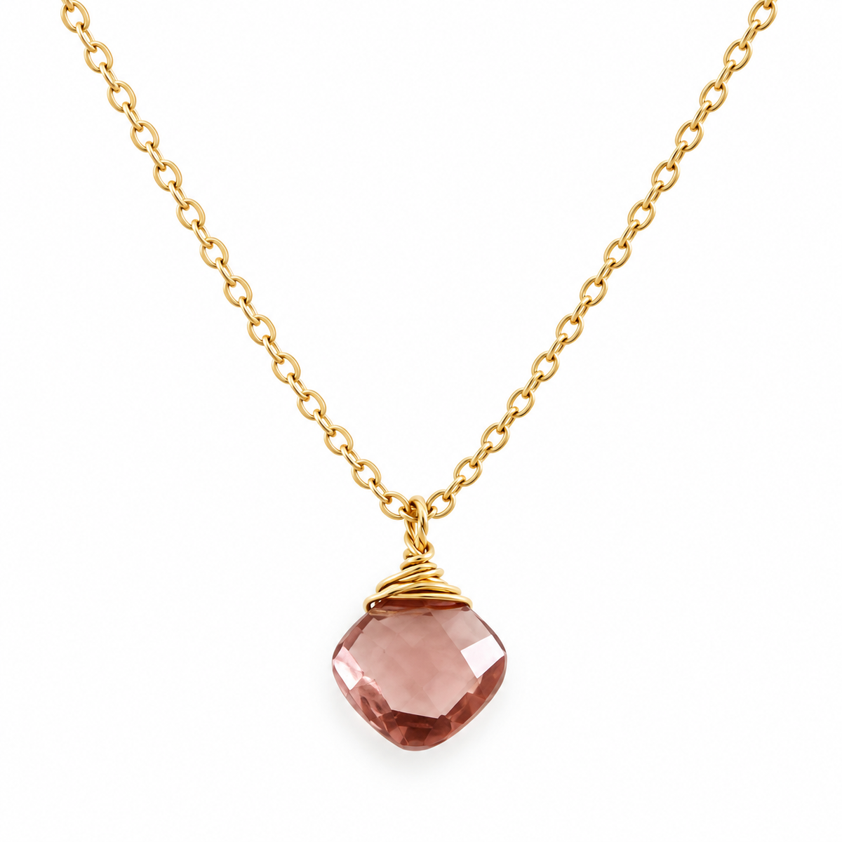Morganite Briolette Necklace – 14k Gold Filled