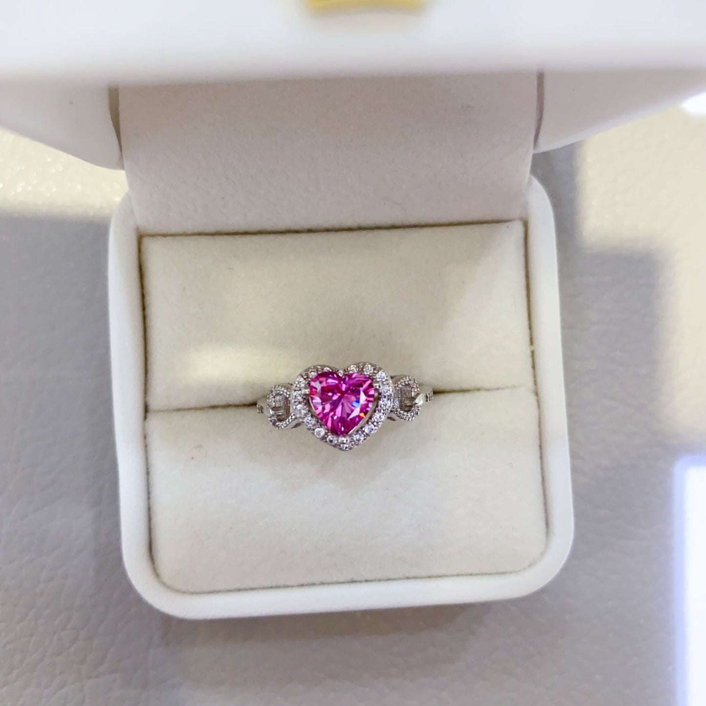 1 Carat Heart-Shaped Pink Pink Sparkala™ Pure Sterling Silver Ring