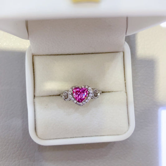 1 Carat Heart-Shaped Pink Pink Sparkala™ Pure Sterling Silver Ring
