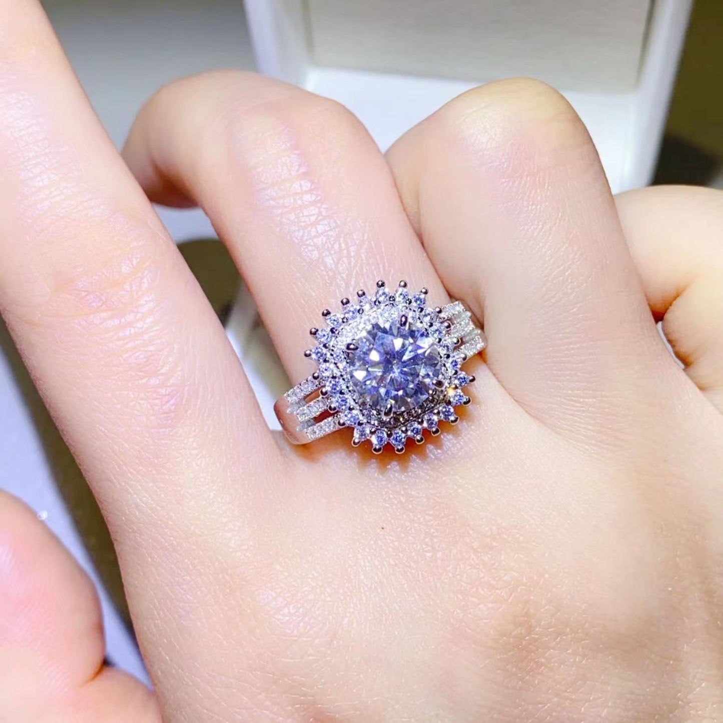 2 Carat Sparkala™ Sunburst Pure Sterling Silver Ring
