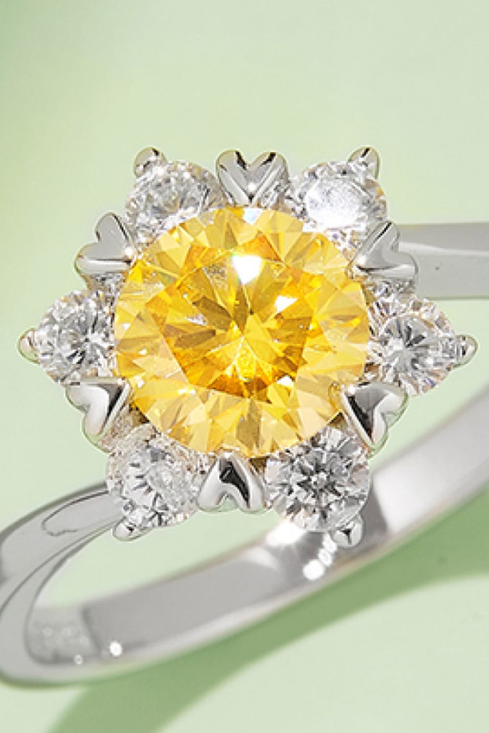 1 Carat Brilliant Round Cut Sparkala™ Platinum Over Pure Sterling Silver Cluster Ring (Yellow, Pink, or Blue)