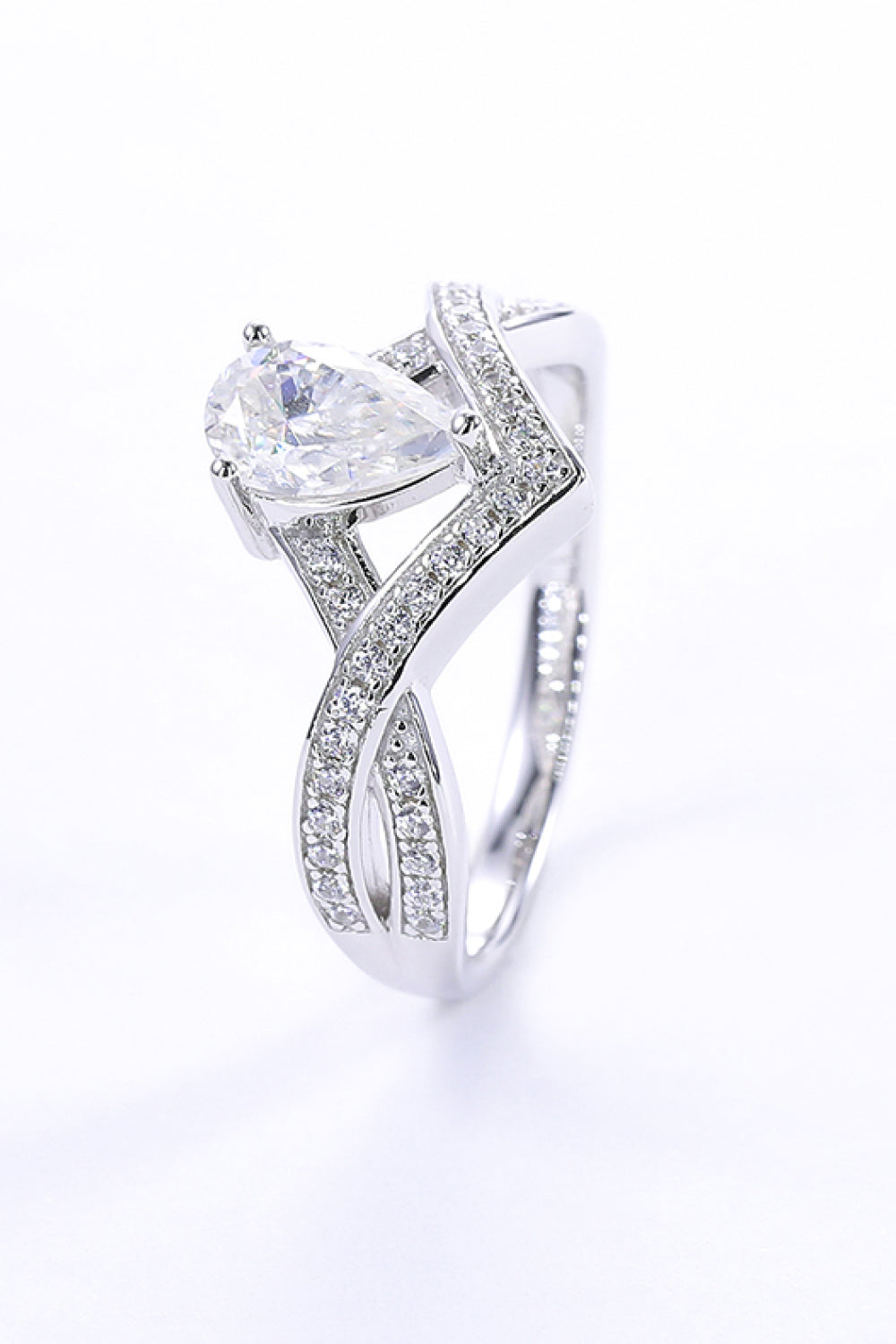 1 Carat Pear-Cut Sparkala™ Teardrop Platinum Over Pure Sterling Silver Ring
