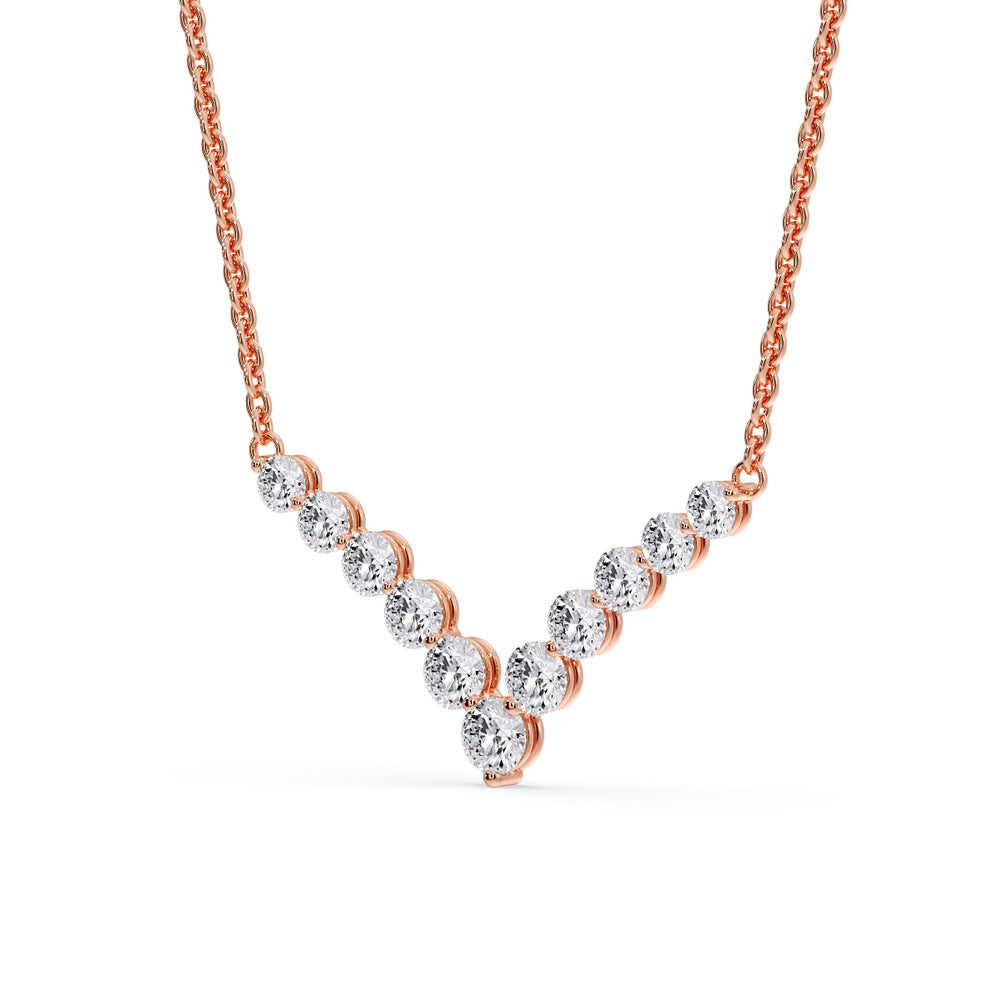 Round Graduated V-Necklace