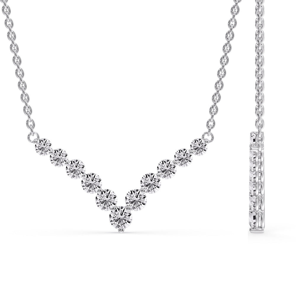 Round Graduated V-Necklace
