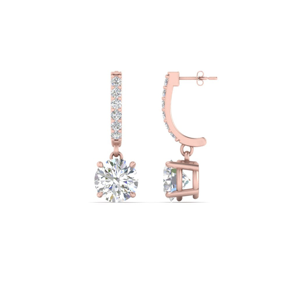 1 Carat Solitaire Halo Diamond Drop Earrings