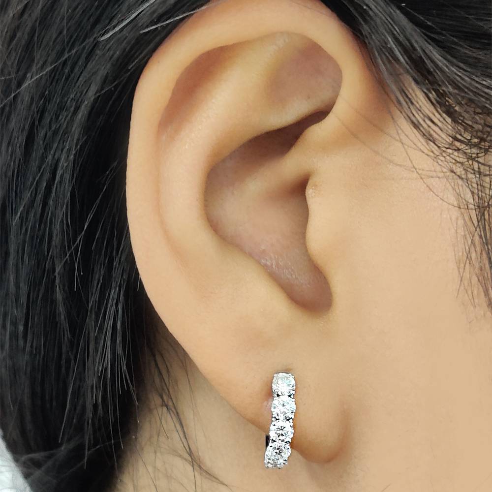 Sparkle 5 Stone Hoop Earrings