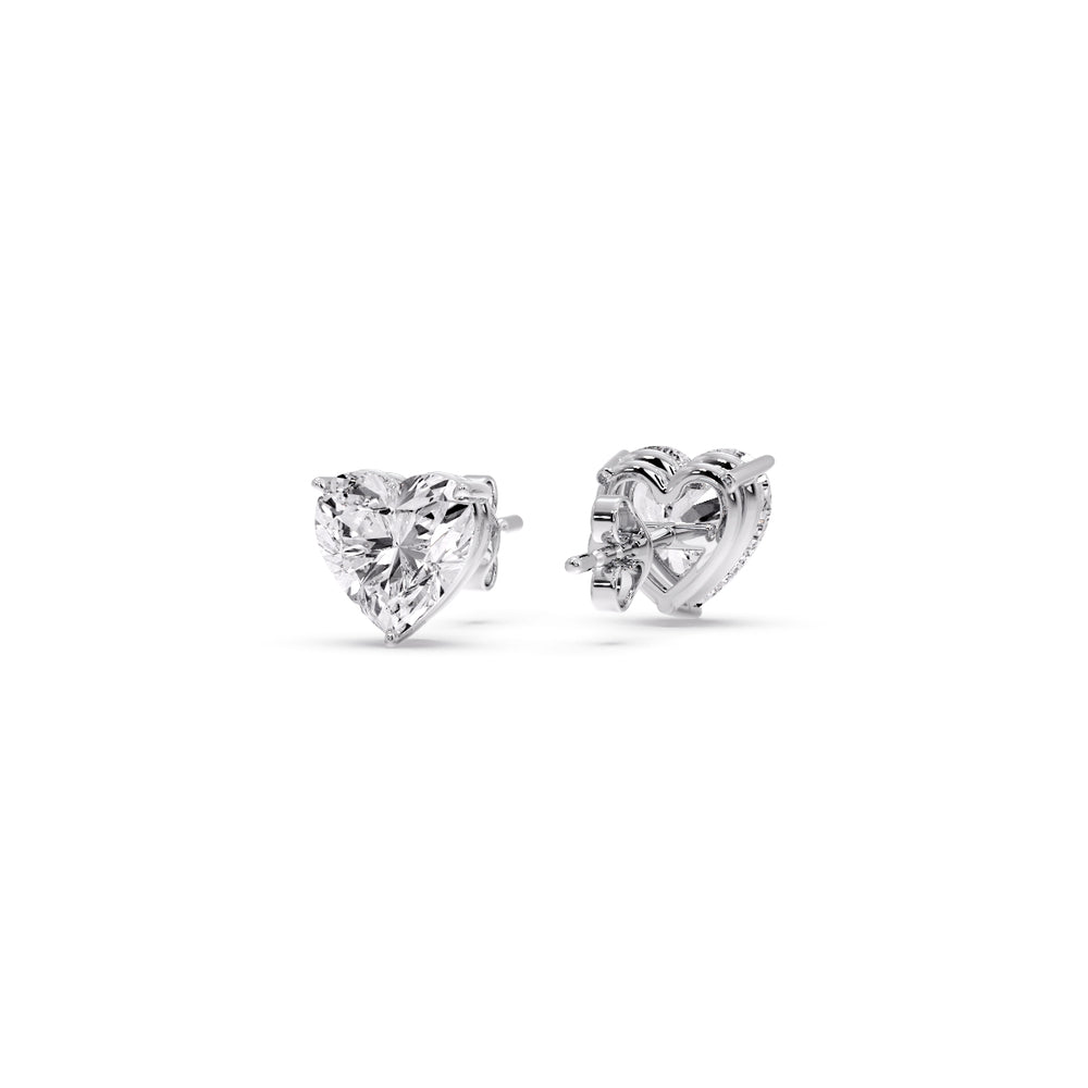Heart Shaped 3 Prong Basket Stud Earring