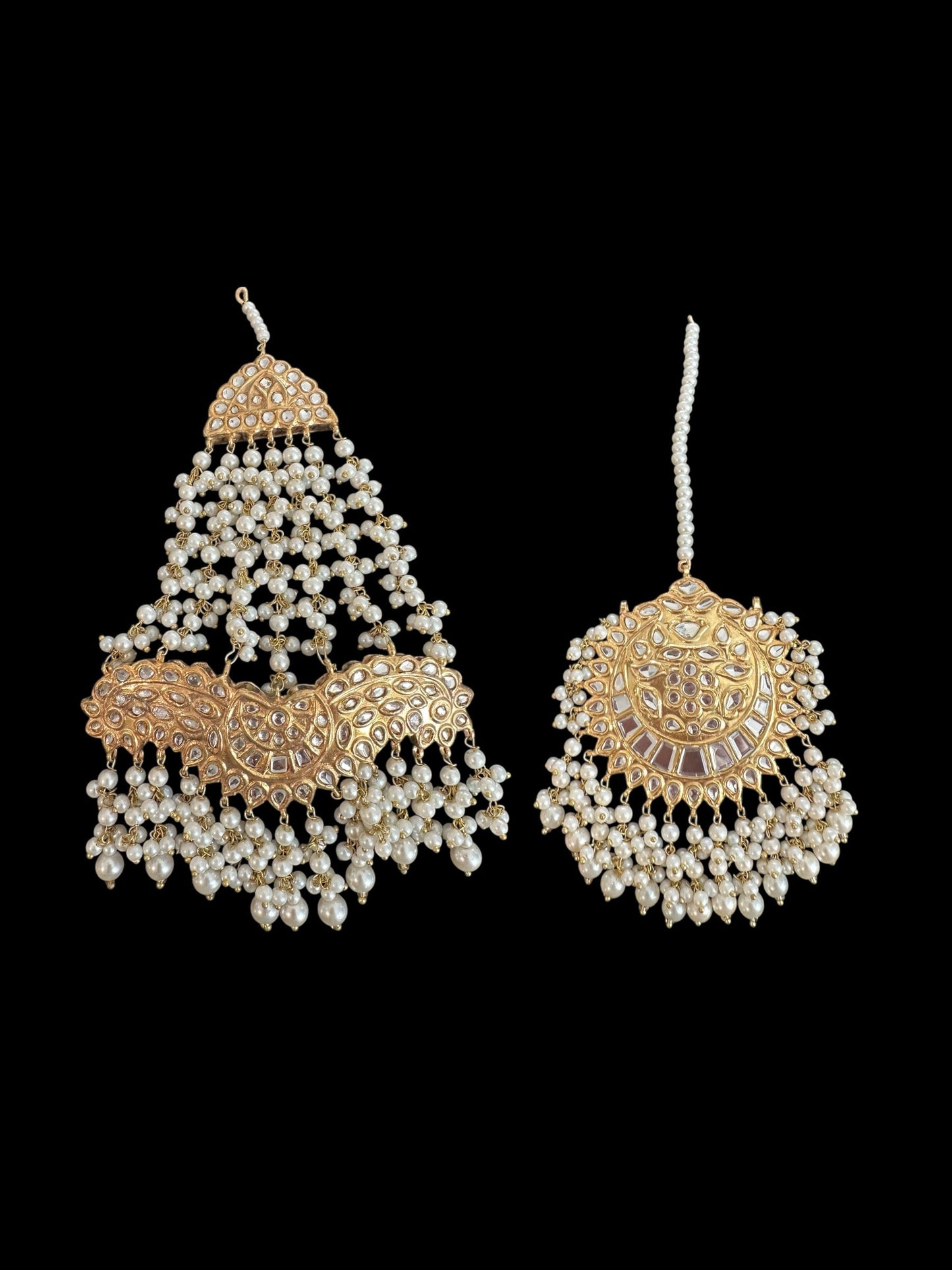JTK34 kundan jhoomar tika with pearls ( READY TO SHIP )