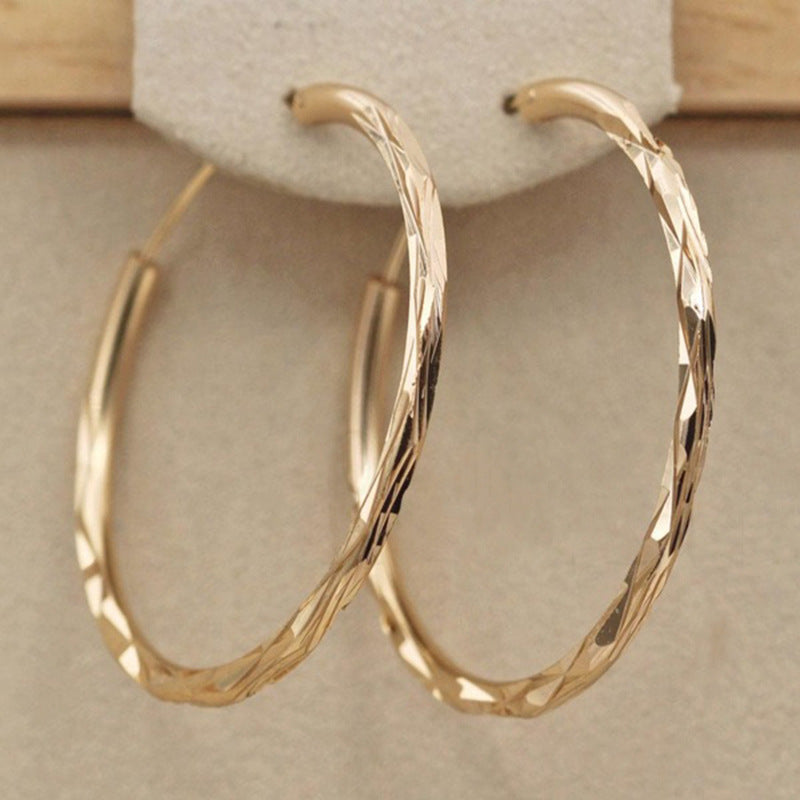 Gold-plated Diameter Inch Large Circle Exaggerated Geometric Earrings