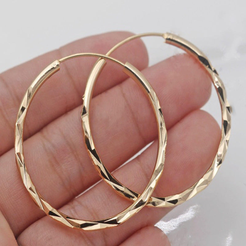 Gold-plated Diameter Inch Large Circle Exaggerated Geometric Earrings
