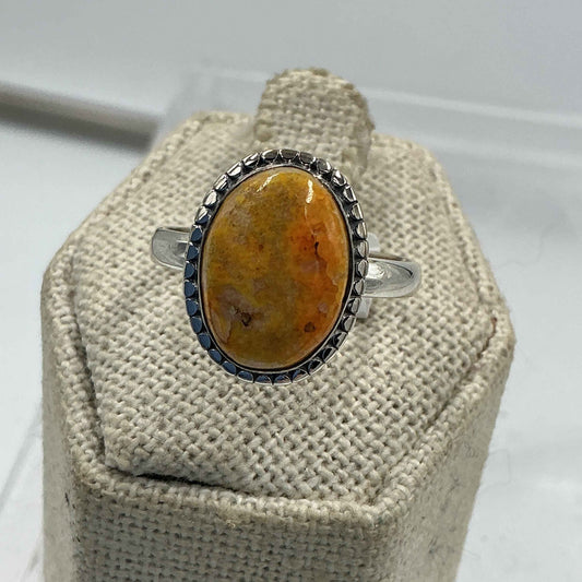 Sterling Silver Oval Bumblebee Jasper Ring - Size 9 - Joy, Strength, & Personal Power