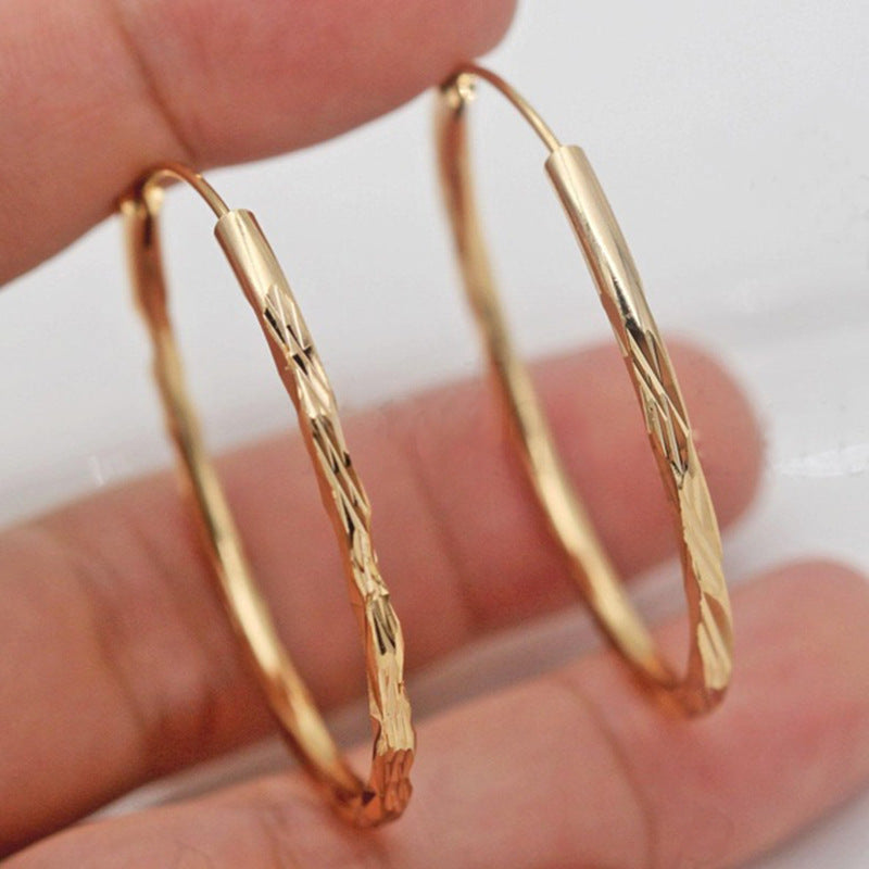 Gold-plated Diameter Inch Large Circle Exaggerated Geometric Earrings