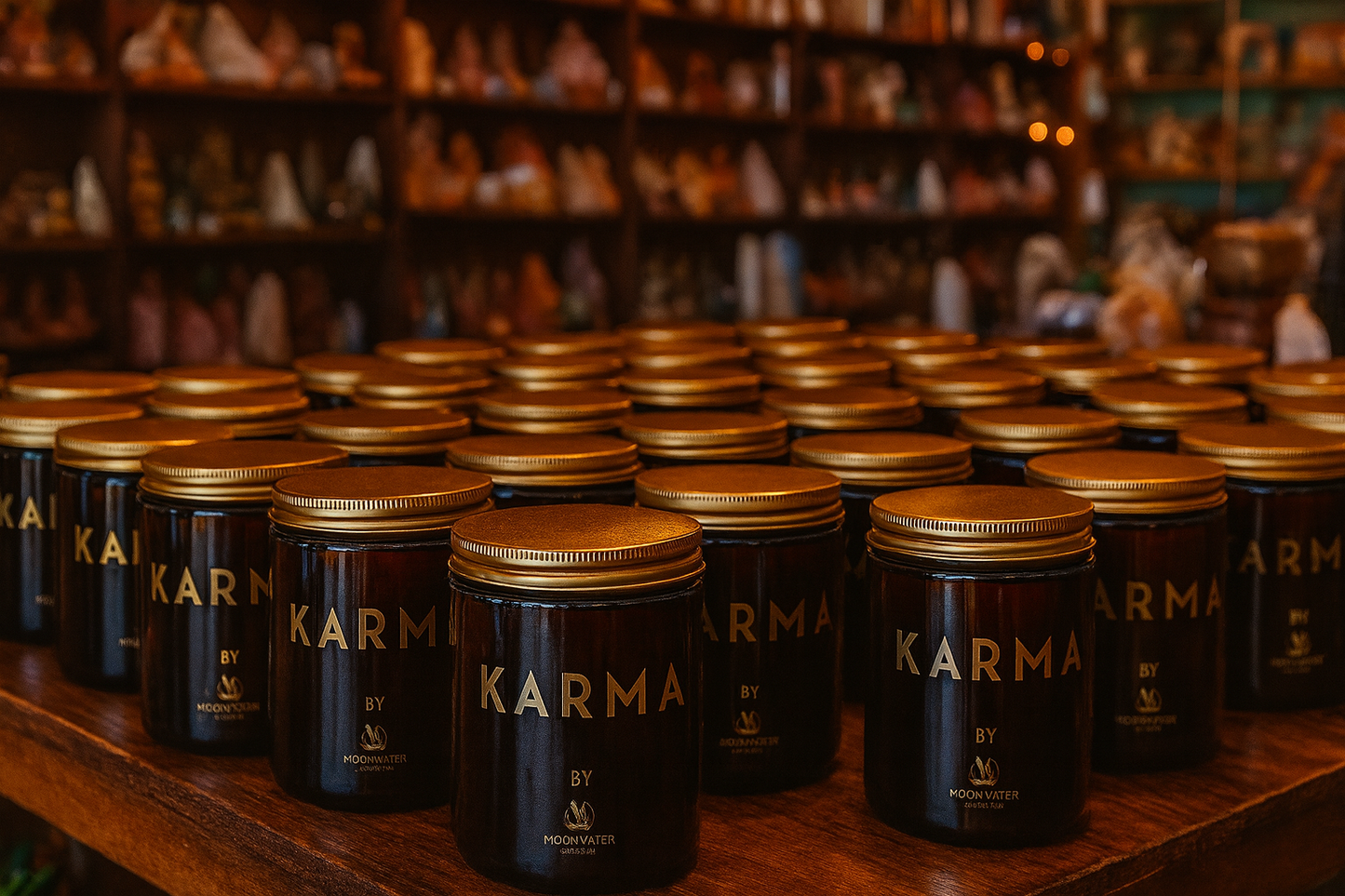 Karma Candle – Intention Candle with Hidden Crystals, 8 oz -- Super Long Lasing