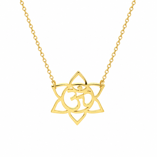 Gold Lotus Om Necklace – 14k Gold Filled