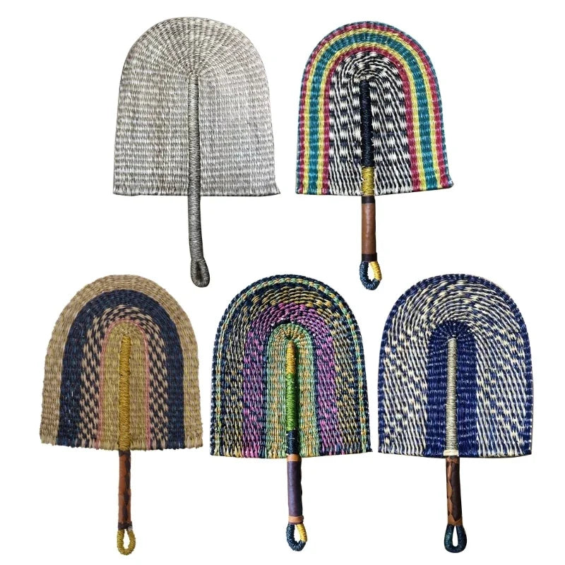Traditional Handwoven Straw Fan for Wall Art Decorative Fan for Summer Party Drop Shipping