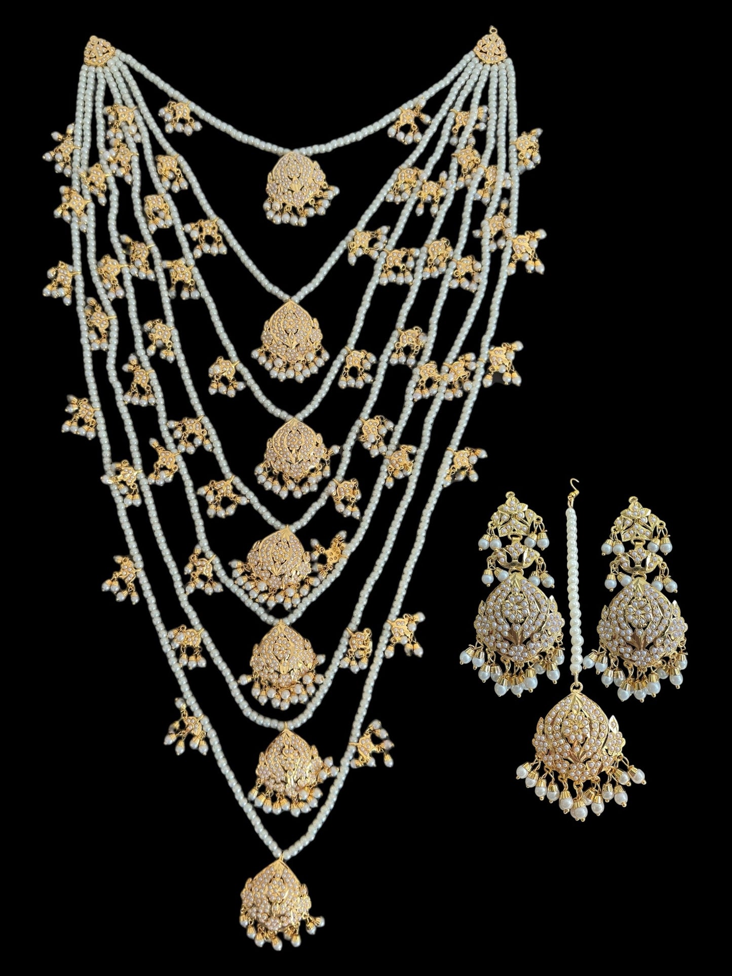 SAT115 Anya jadau 7 layered / satlada in Pearls ( READY TO SHIP )