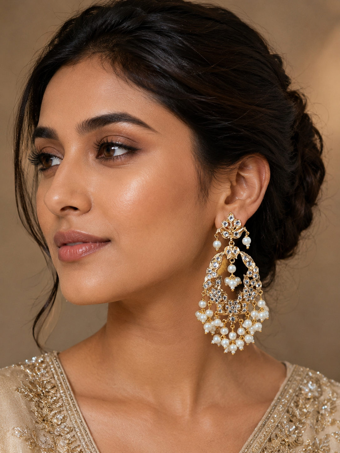 DER13 Madhuri earrings (pearls  ) (READY TO SHIP )