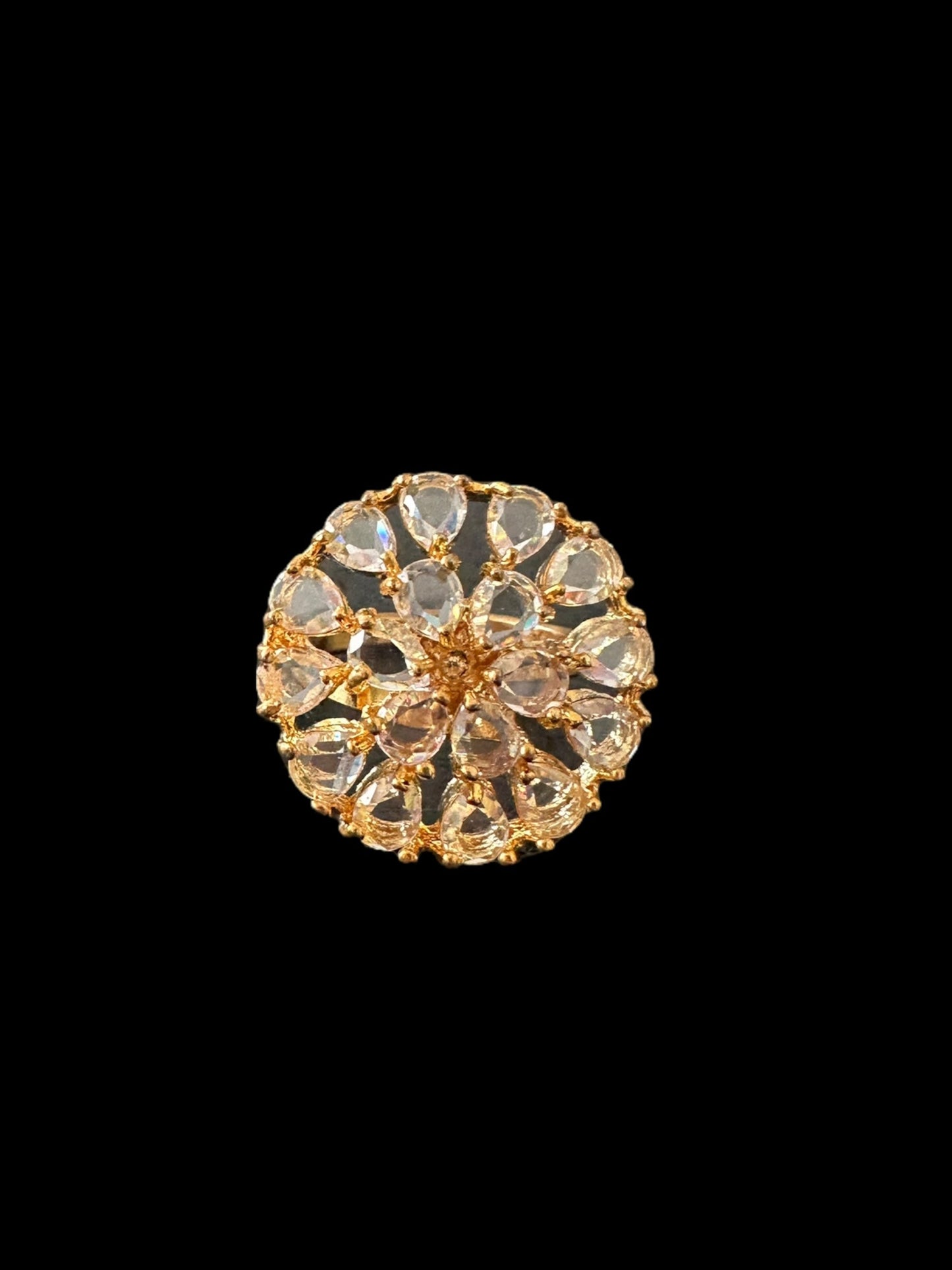 DJR127 Flower Cz polki  ring ( READY TO SHIP)