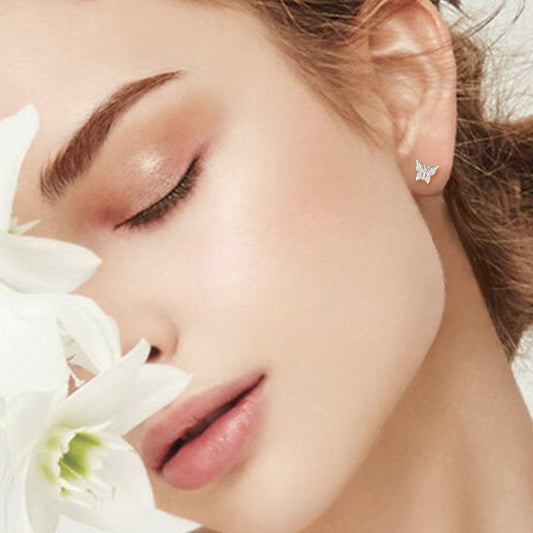 Sparkala™ Pure Sterling Silver Butterfly Stud Earrings