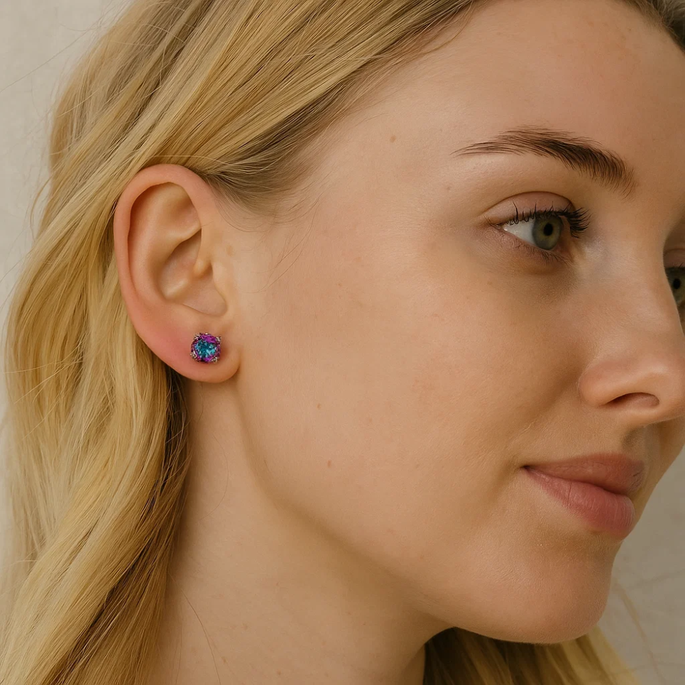 Half Carat Round Cut Topaz Stud Earrings