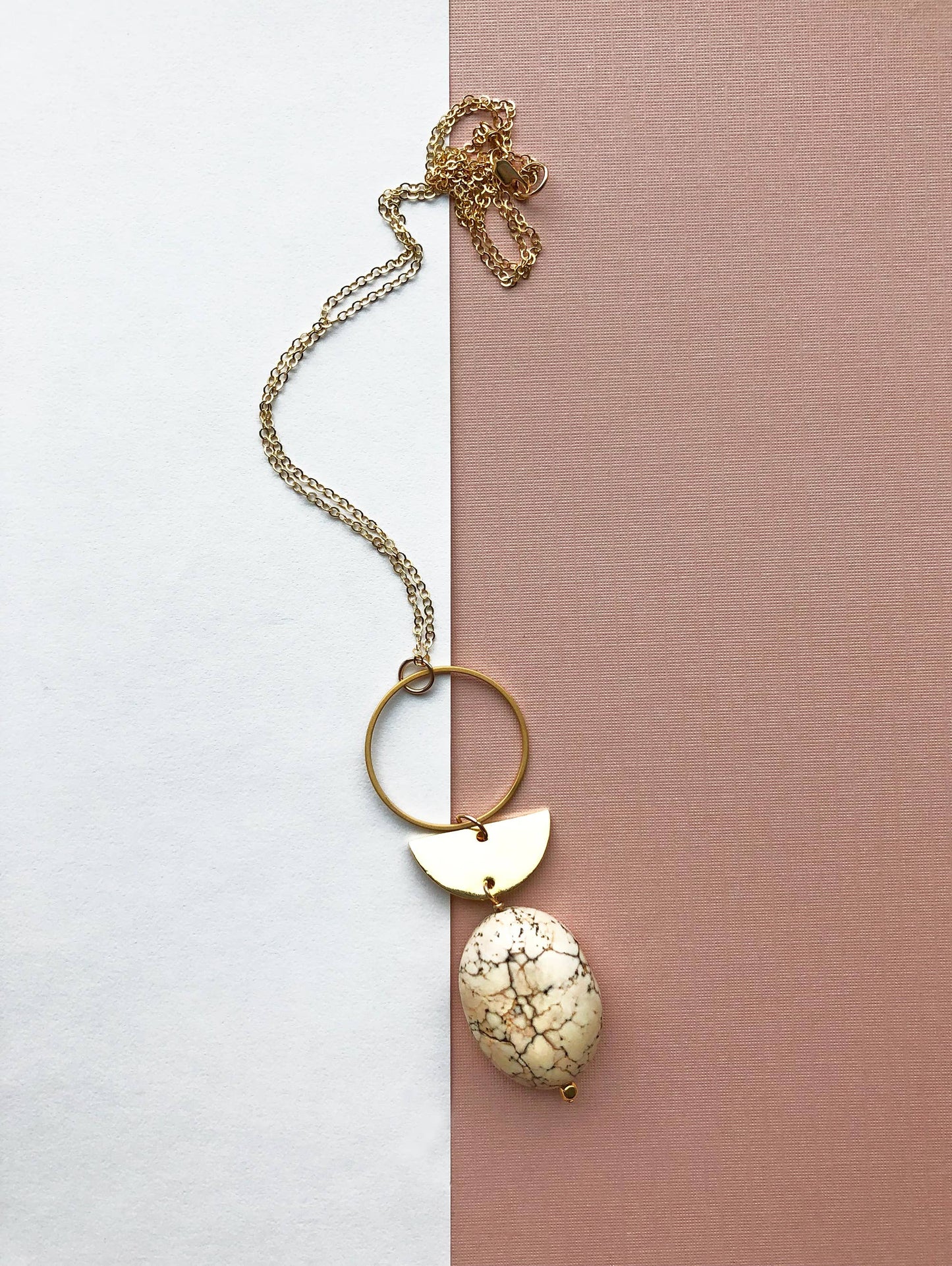 White Turquoise Long Statement Necklace