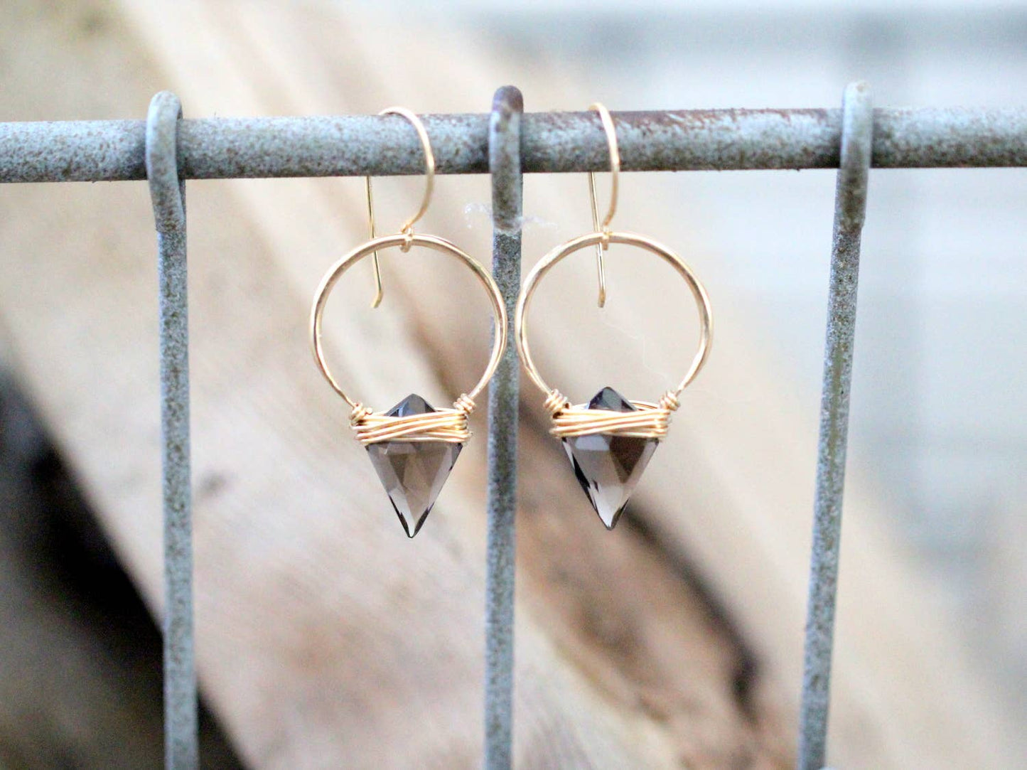 Albatross Earrings in Smoky Quartz