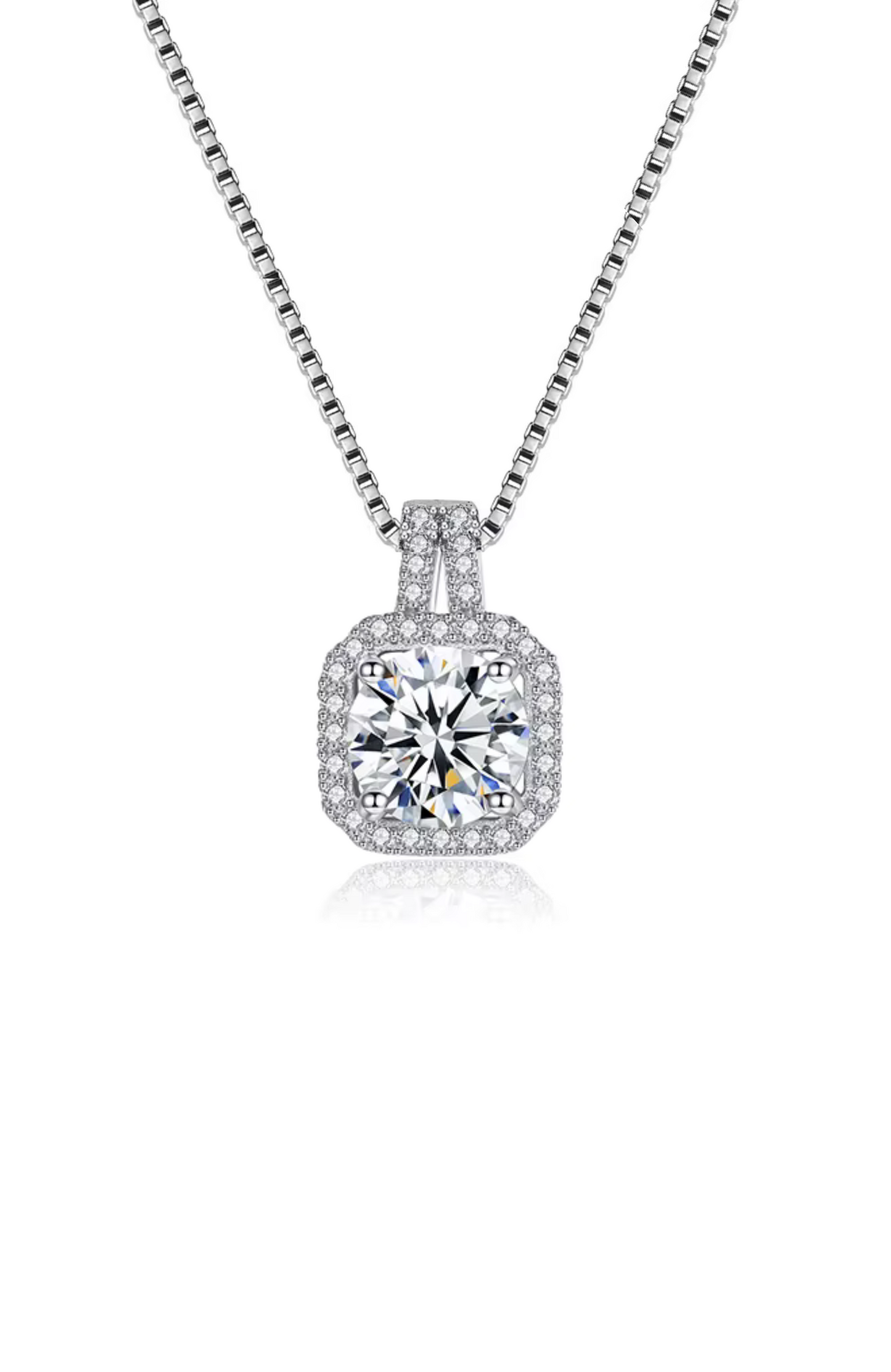 Two Carat Halo Cubic Zirconia Pendant Necklace