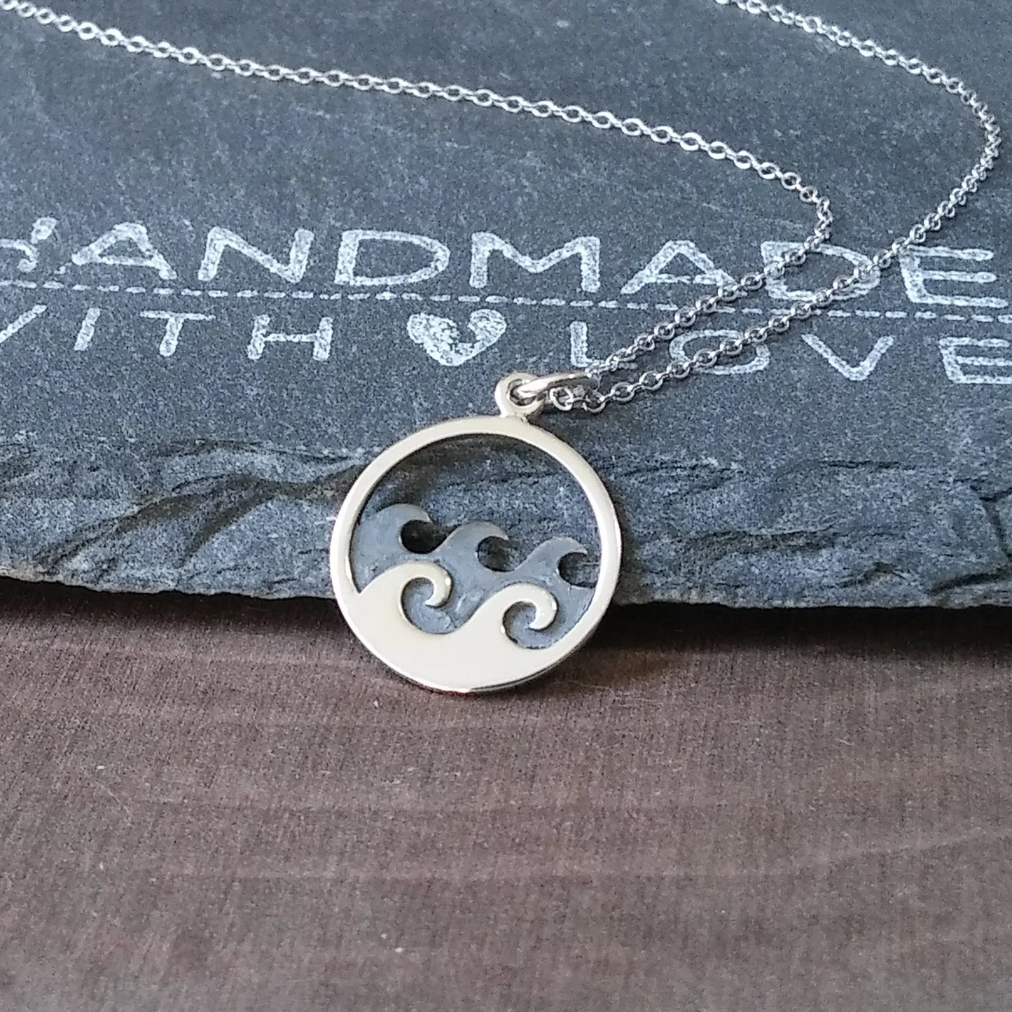 Ocean Waves Necklace – Sterling Silver Pendant on 18" Sterling Chain