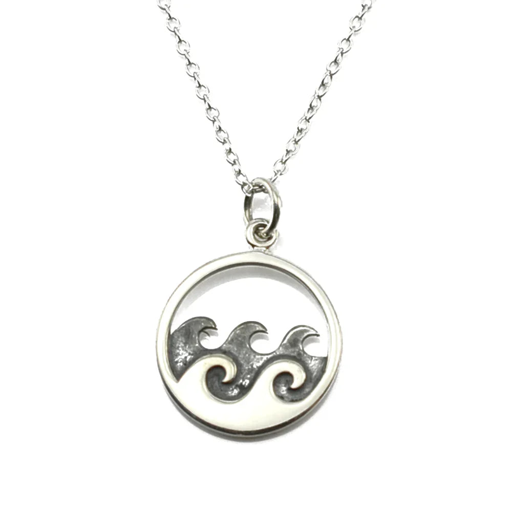 Ocean Waves Necklace – Sterling Silver Pendant on 18" Sterling Chain
