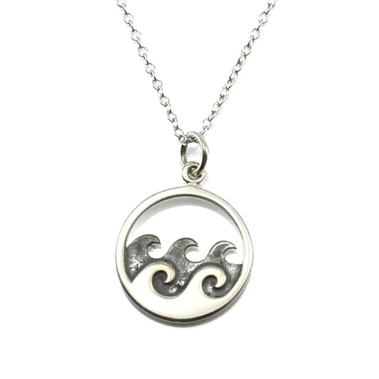 Ocean Waves Necklace – Sterling Silver Pendant on 18" Sterling Chain