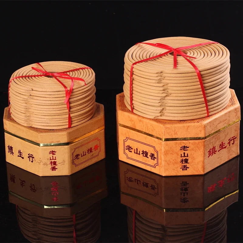 12/24 Hours Natural Laoshan Sandalwood Incense Coils Micro Smoke for Buddha Deodorizing Bathroom and Toilet Coil Incense