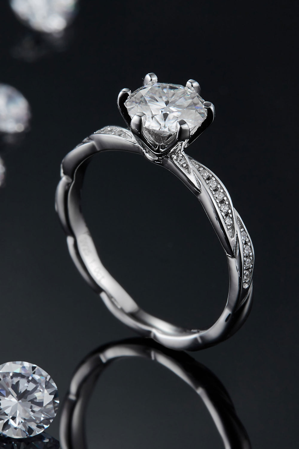 1 Carat Brilliant Round Cut Sparkala™ Platinum Over Pure Sterling Silver Ring