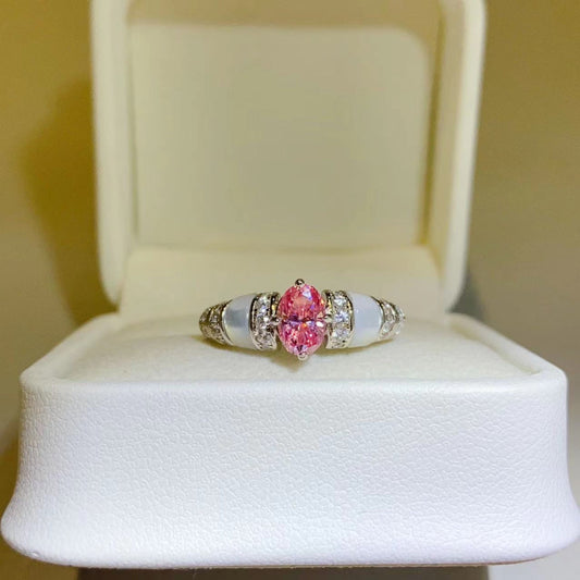 1 Carat Pink Oval-Cut Sparkala™ Pure Sterling Silver Ring