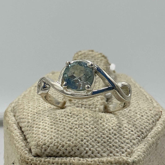 Sterling Silver Double Swirl Aquamarine Ring- Size 8 - Peace, Courage & Clear Communication